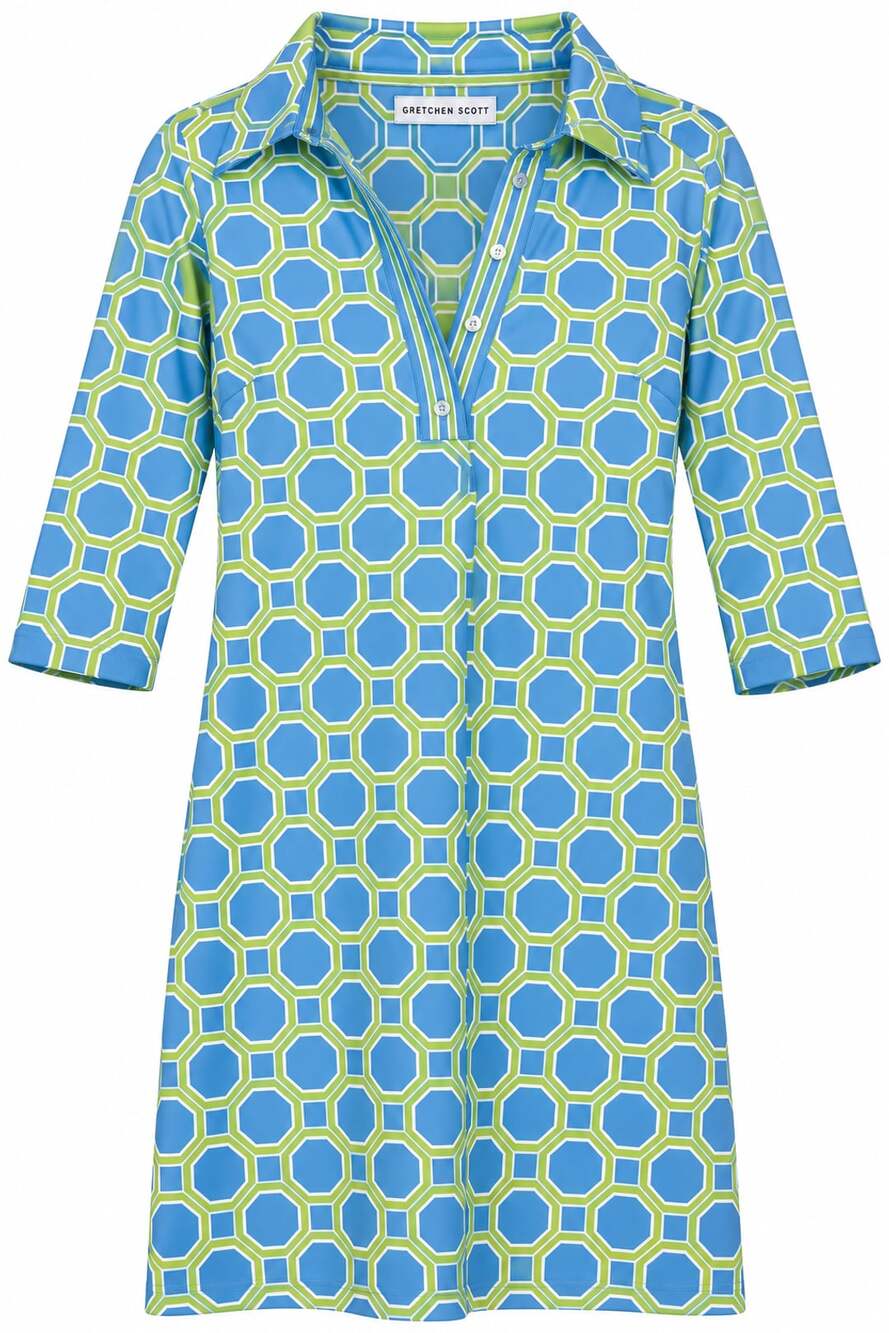 Gretchen Scott Dress Size XS Blue Green Geometric